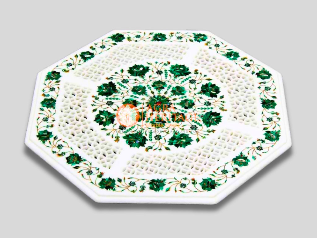 Top Counter Table Malachite Pietradura Floral Interior